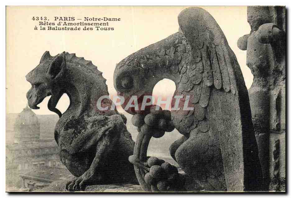 CPA Gargouille Paris Notre Dame Betes d'amortissement a la balustrade des Tours 
