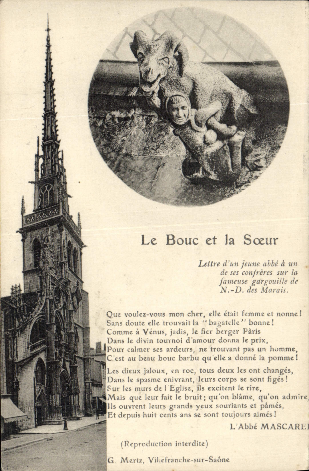 CPA Gargouille Le bouc et la soeur ND des Marais Villefranche sur Saone 