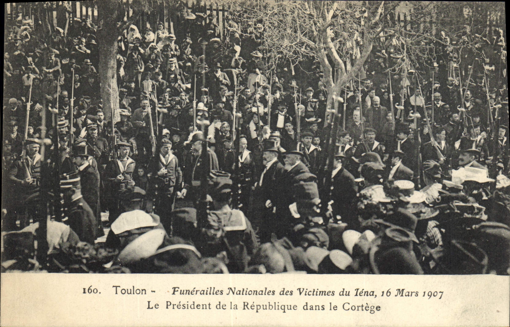 Toulon — Funérailles Nationales des Victimes du Téna, 16 Mars 1907 — Le Président de la République dans le Cortège — Photo Baudouin Vincent, Nîmes