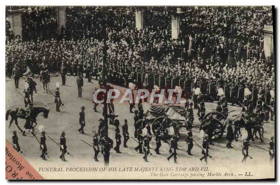 Funeral procession of His Late Majesty King Edward VII — The Gun Carriage passing Marble Arch — LL. — Impr. Montalès