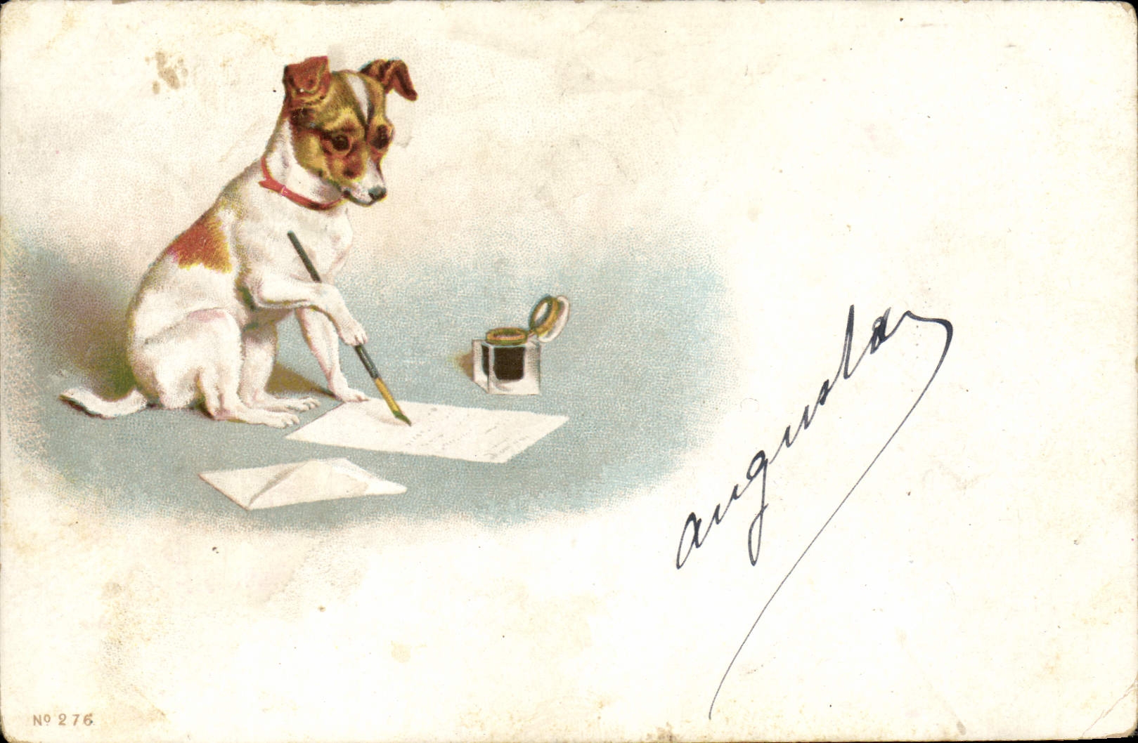 Chien écrivant — illustration — série N°276