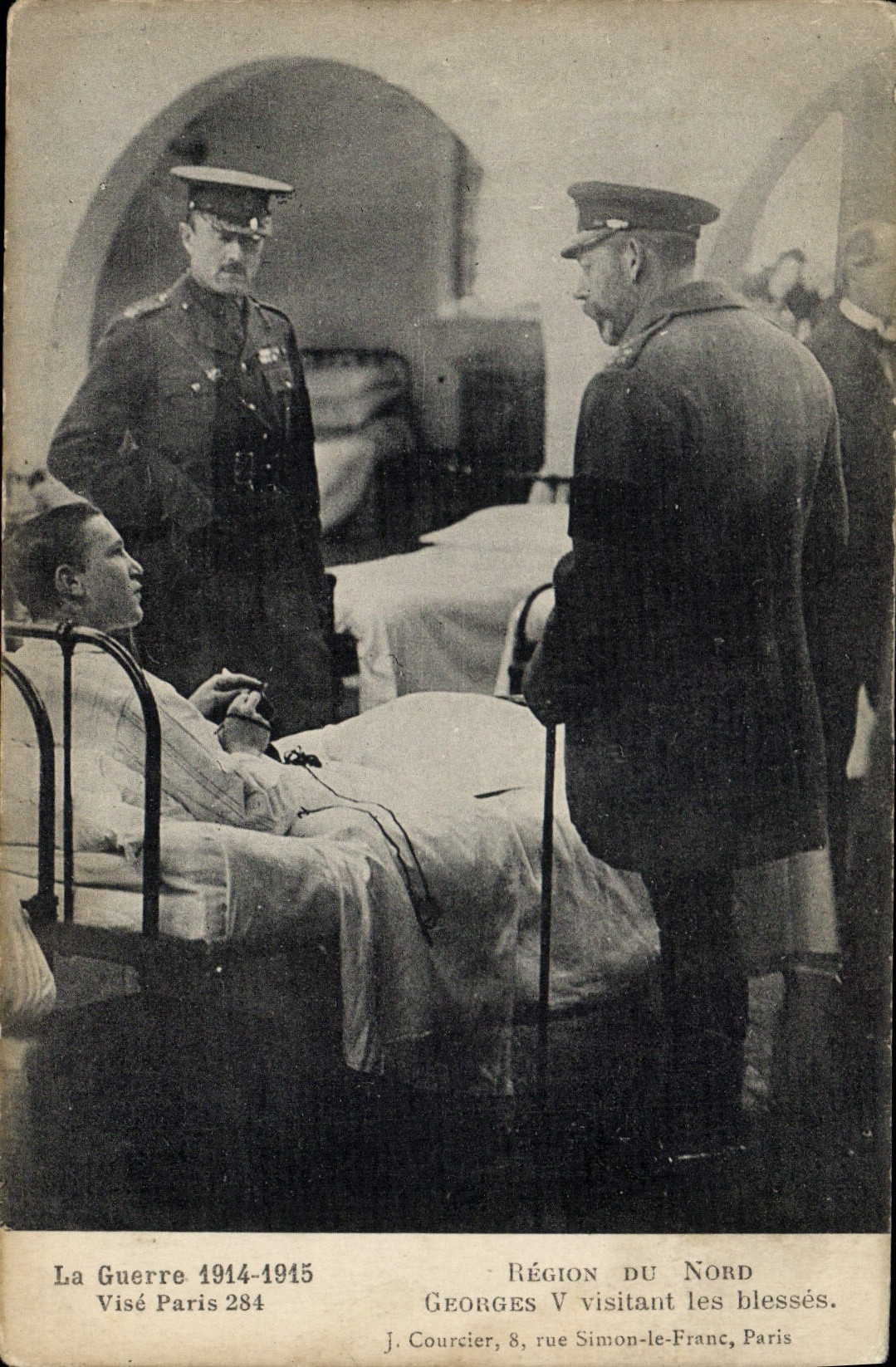 Georges V visitant les blessés — Région du Nord — J. Courcier, 8 rue Simon-le-Franc, Paris