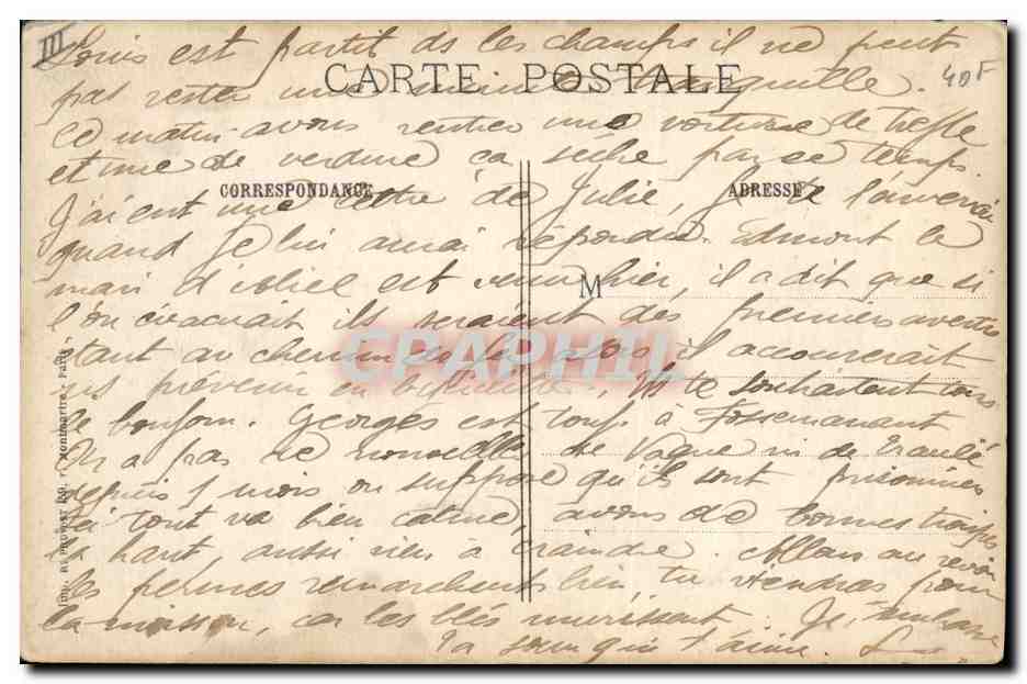 Georges V visitant les blessés — Région du Nord — J. Courcier, 8 rue Simon-le-Franc, Paris — Rückseite