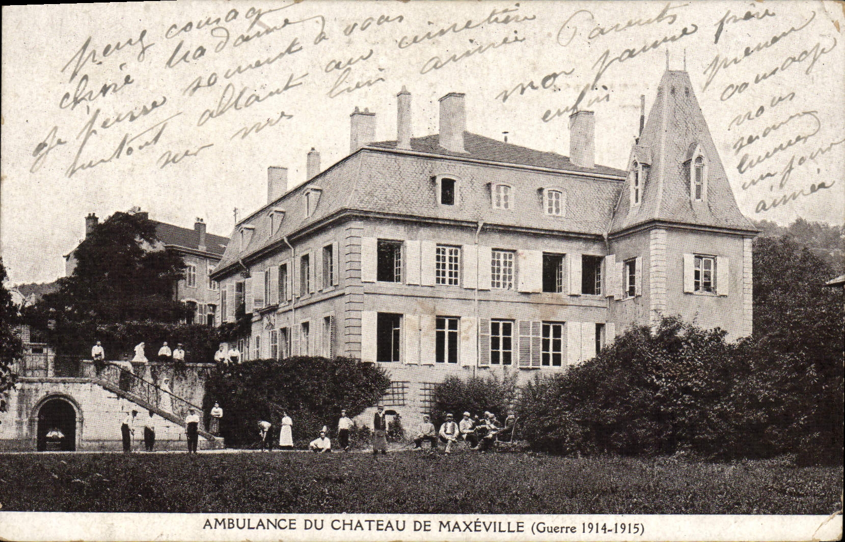 Ambulancia del Castillo de Maxéville — Guerra 1914-1915 — editor Nancy-Paris, impresión Berger-Levrault