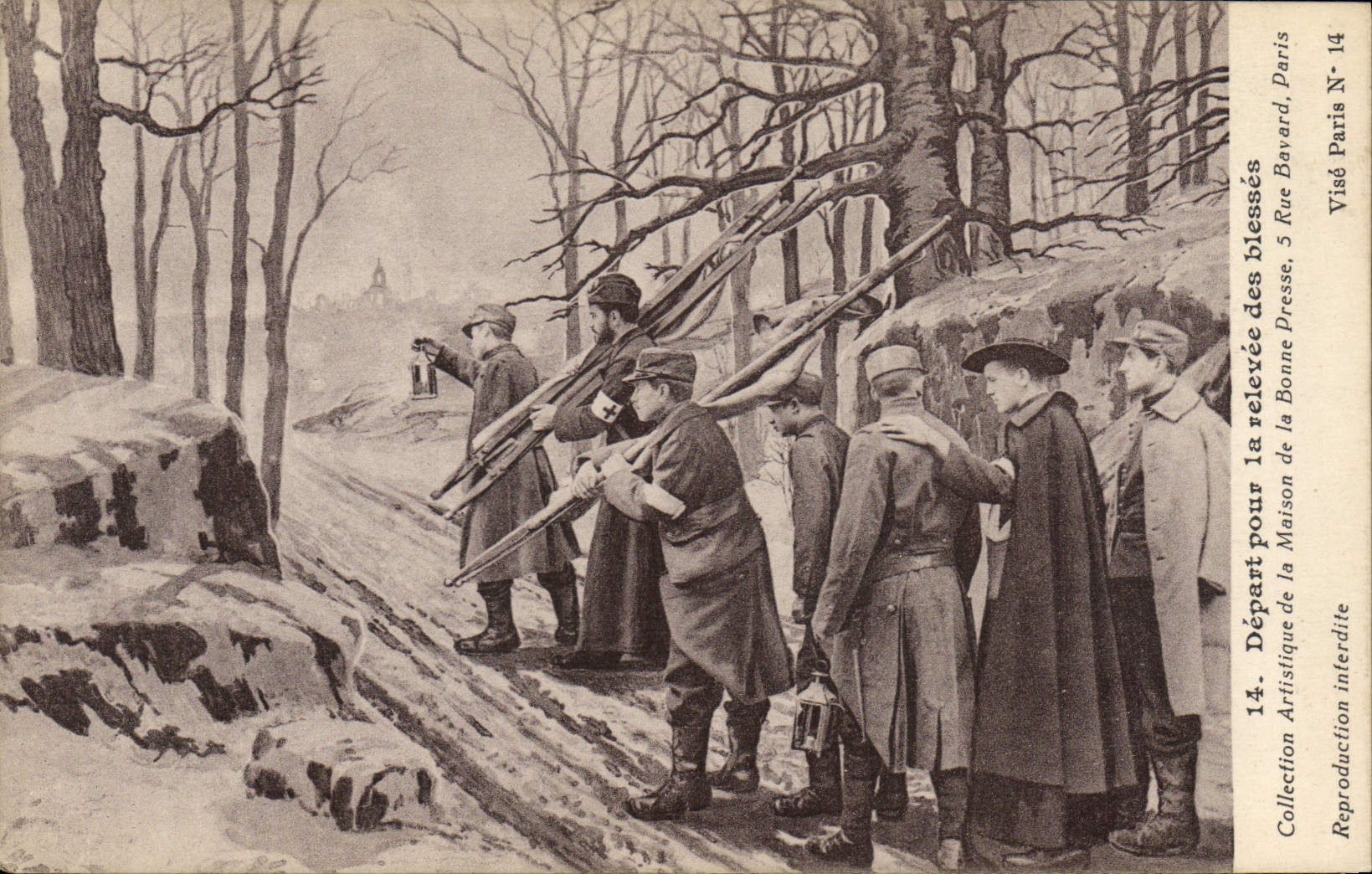 CPA Sante Militaria Depart pour la relevee des blesses Croix Rouge