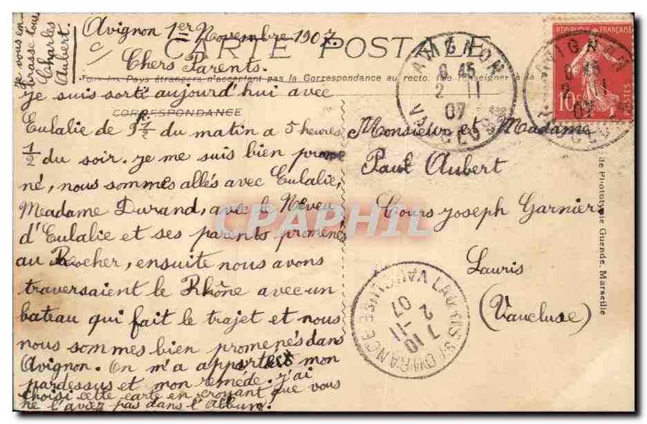 Avignon — Manœuvres de génie sur le Rhône — Charles Aubert — Verso