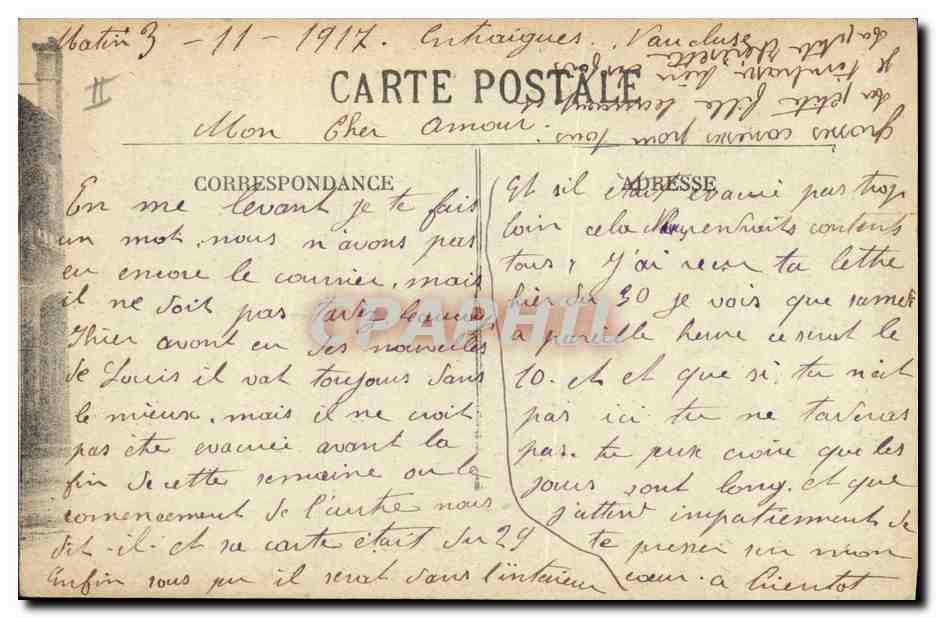 CPA Militaria Avignon Caserne Chabran 58eme d'infanterie — Rückseite