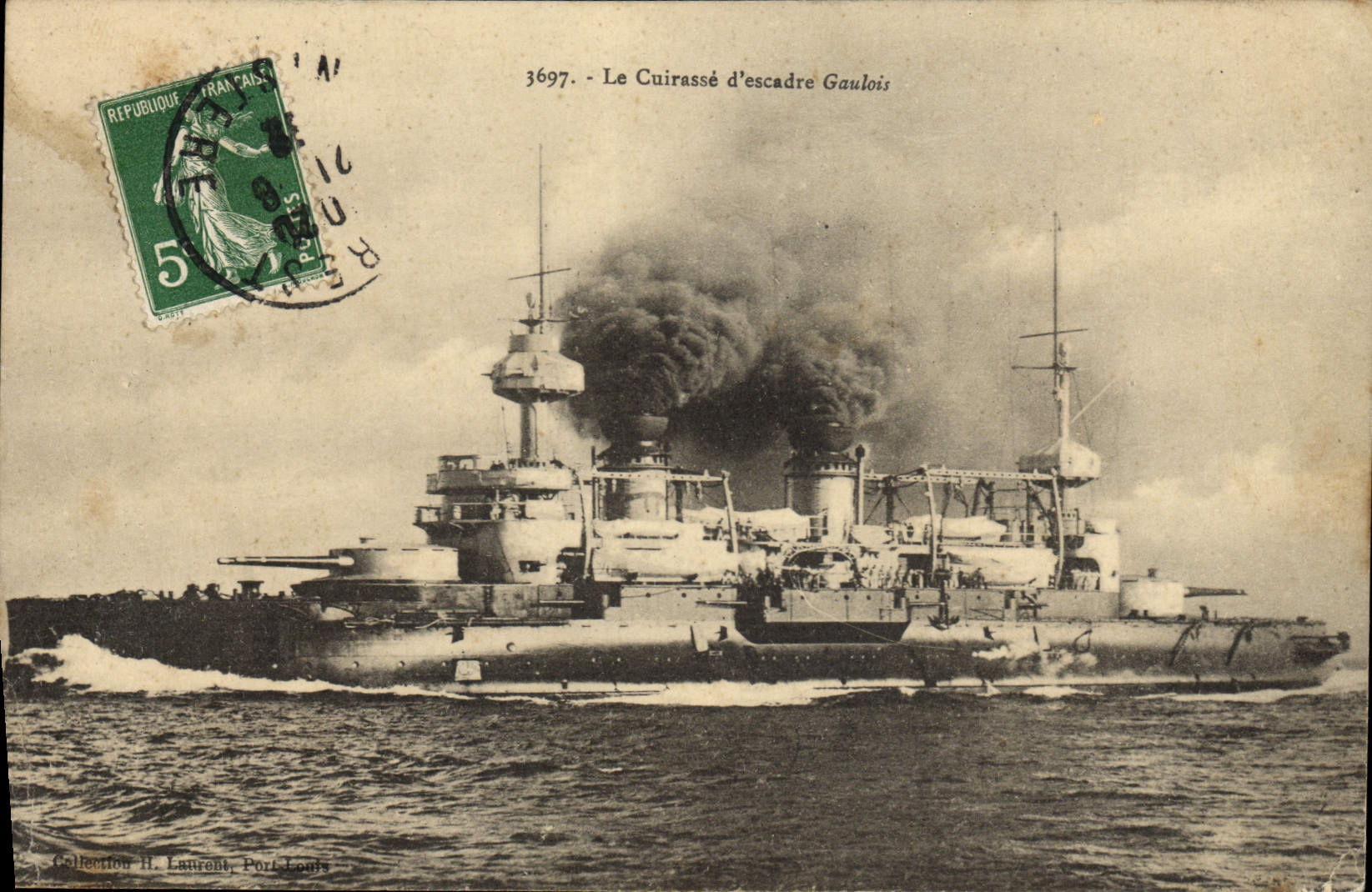 Le Cuirassé d'escadre Gaulois — Collection H. Laurent, Port-Louis — n° 3697
