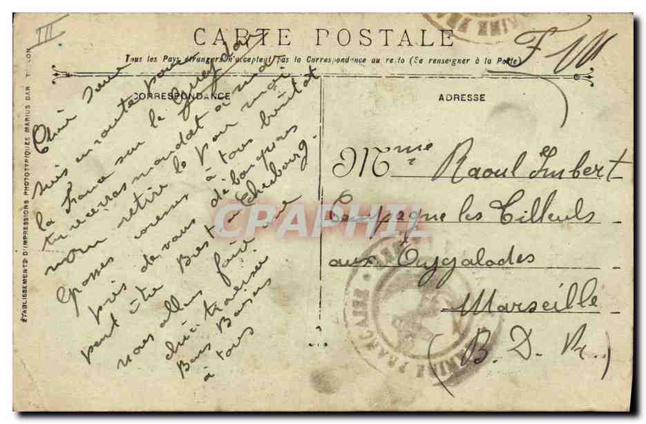 Croiseur-cuirassé GUEYDON — Marine Militaire Française — Guerre 1914-18 — Verso