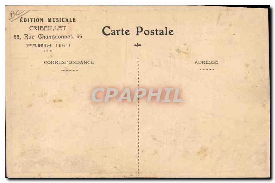 SOUFFLEZ VOS CHANDELLES ! — Public et orchestre en chaos — Édition Musicale Cribleillet, n° non visible — Verso