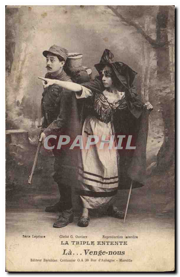 CPA Folklore Alsace La Triple Entente Militaria 