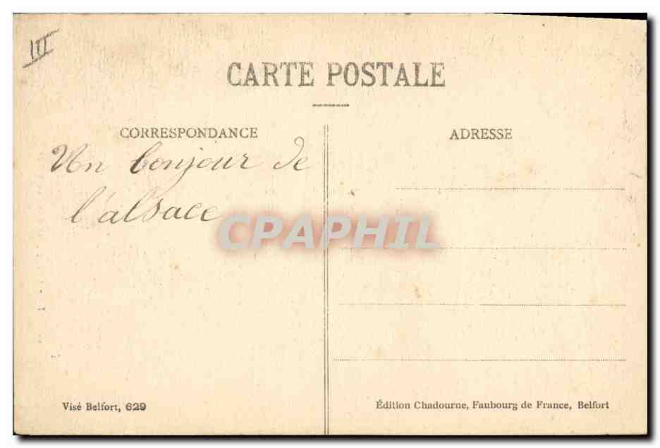 CPA Folklore Alsace Type d'Alsacienne filant au rouet  — Verso