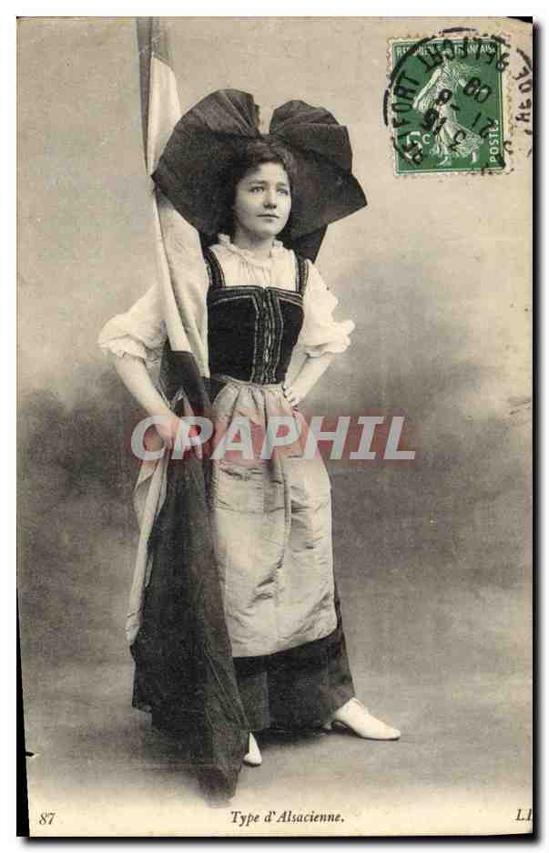 CPA Folklore Alsace Type d'Alsacienne 