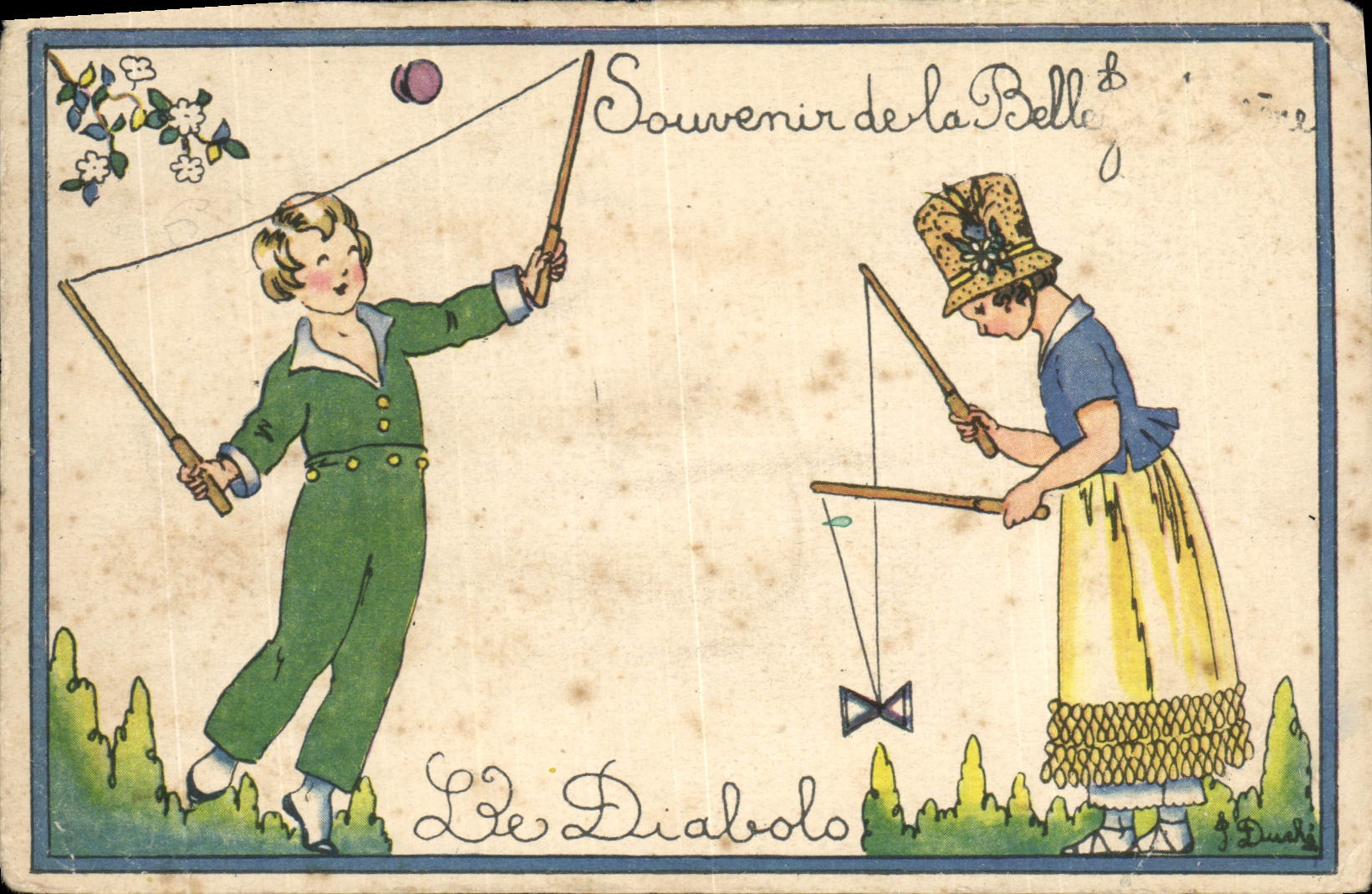 CPA Fantaisie Illustrateur Enfants Le Diabolo 