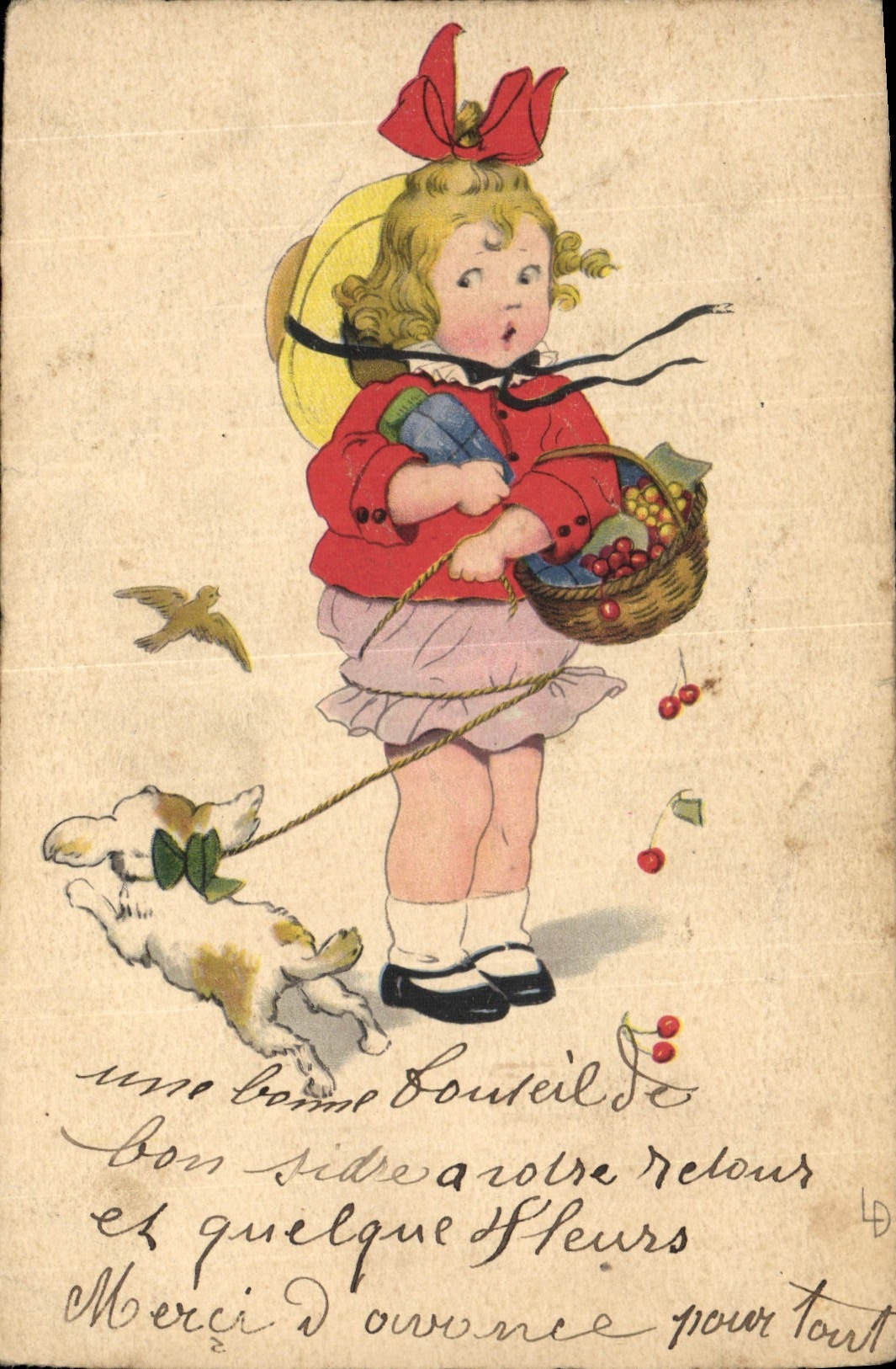 CPA Fantaisie Illustrateur Enfant Chien 