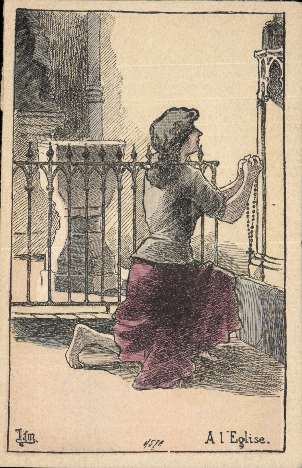 CPA Fantaisie Illustrateur Femme A l'eglise 