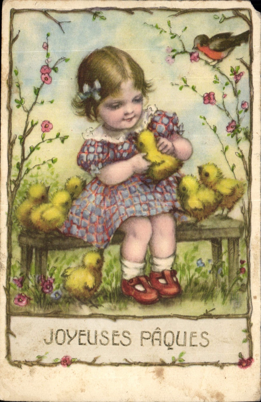 Antike Ansichtskarte Fantasie Illustrator Kind Ostern Lamm