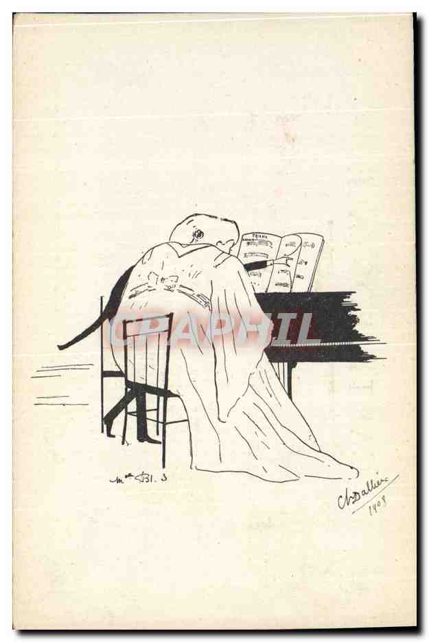 CPA Fantaisie Illustrateur Femme Piano 