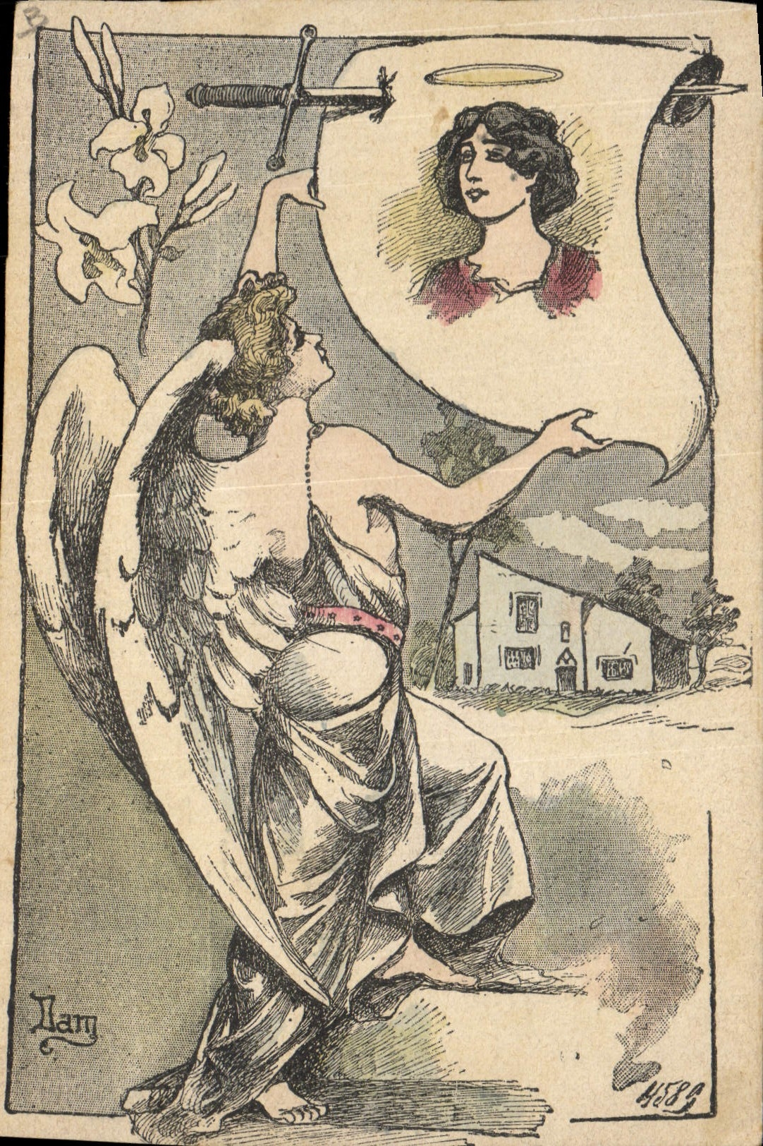 CPA Fantaisie Illustrateur Femme Ange 