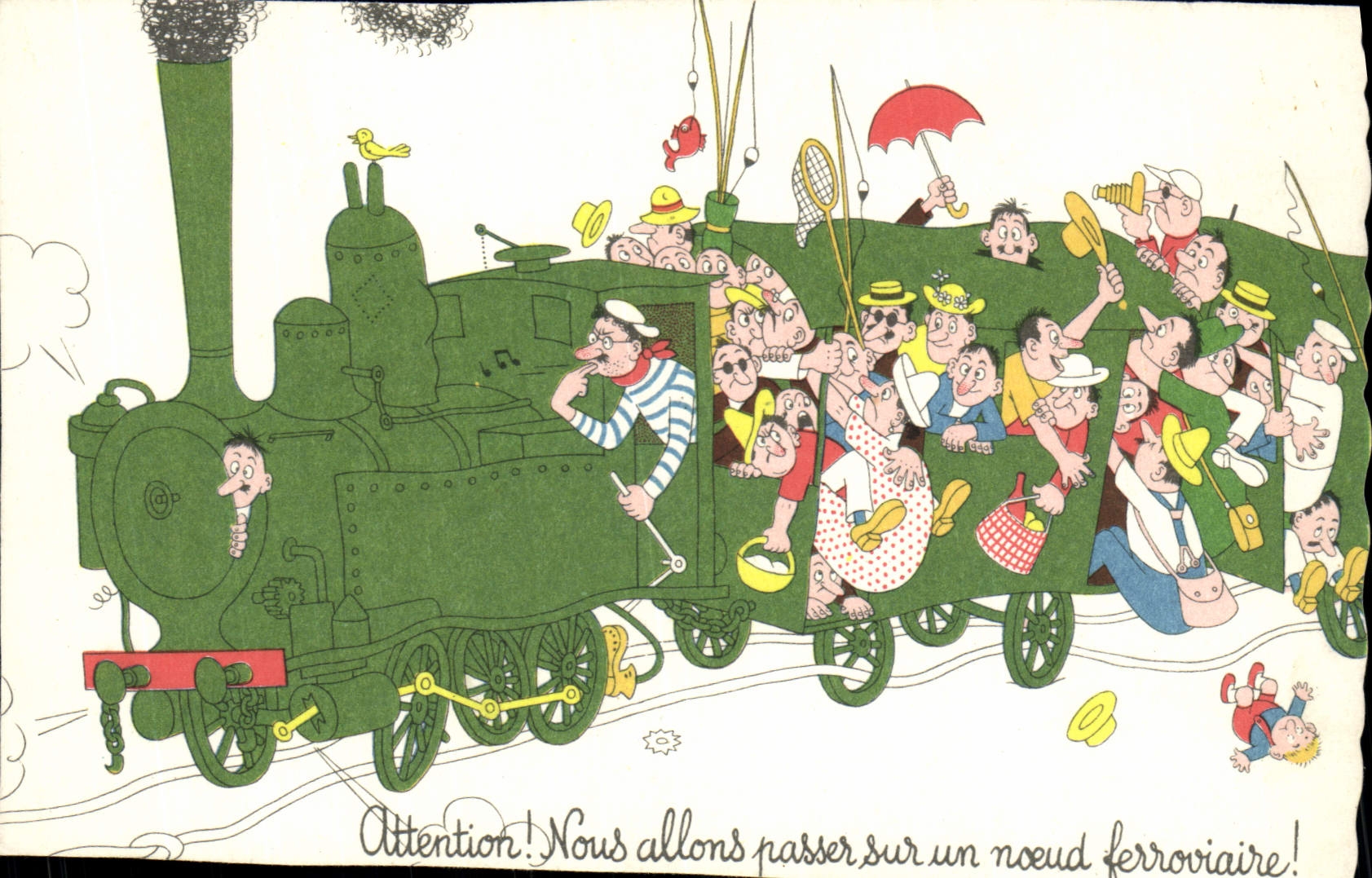 CPA Fantaisie Illustrateur Train 