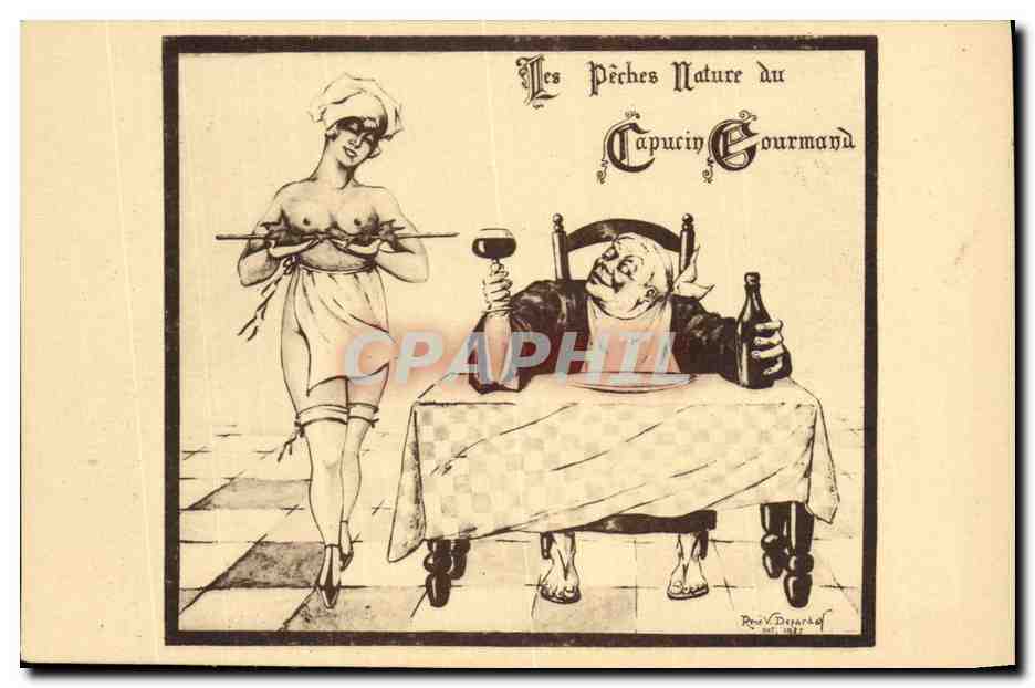 CPA Fantaisie Illustrateur Les peches nature du Capucin Gourmand 