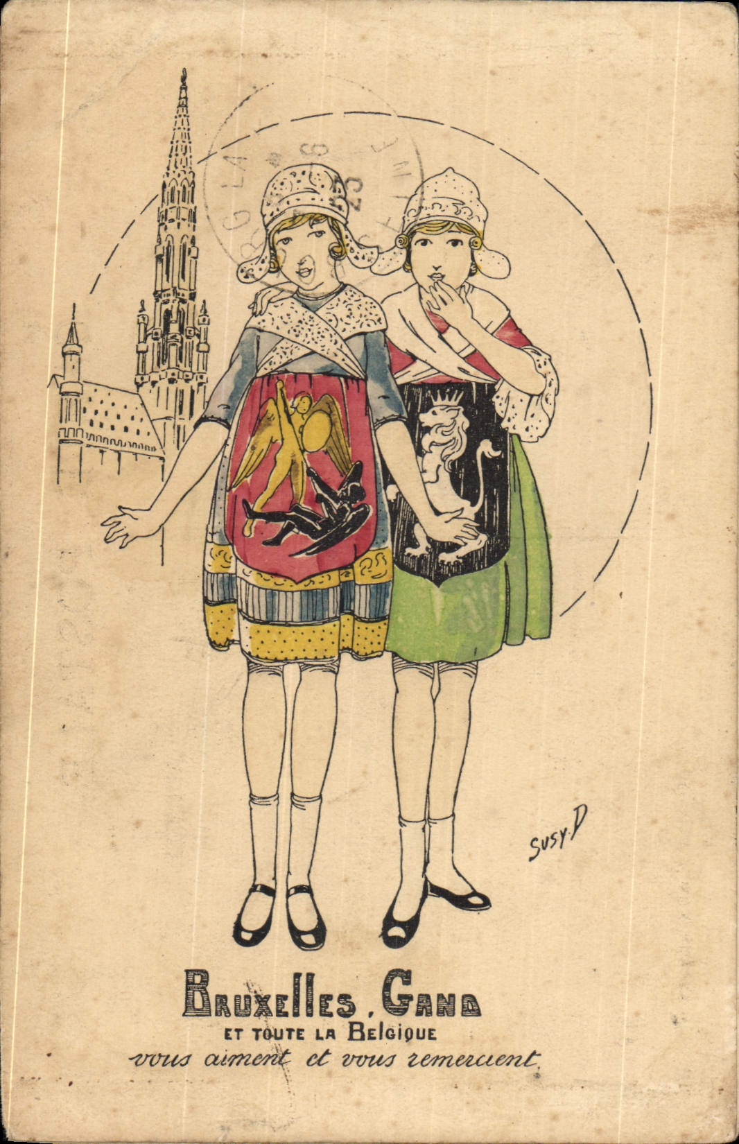 CPA Fantaisie Illustrateur Femmes Bruxelles Gand