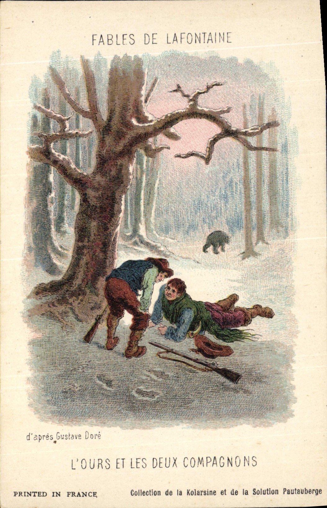 CPA Fantaisie Illustrateur Fables de Lafontaine L'ours et les deux compagnons Gustave Dore 