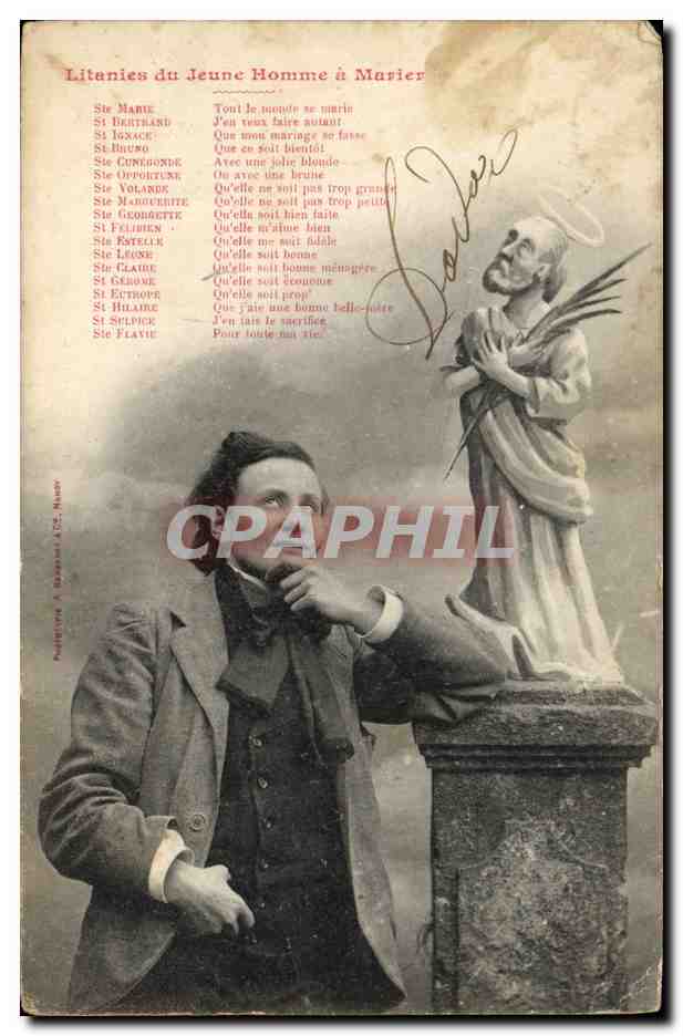 CPA Fantaisie Litanies du jeune homme a marier 
