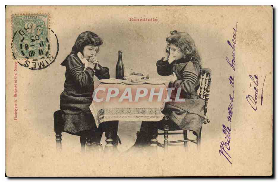 CPA Fantaisie Enfants Benedicite 