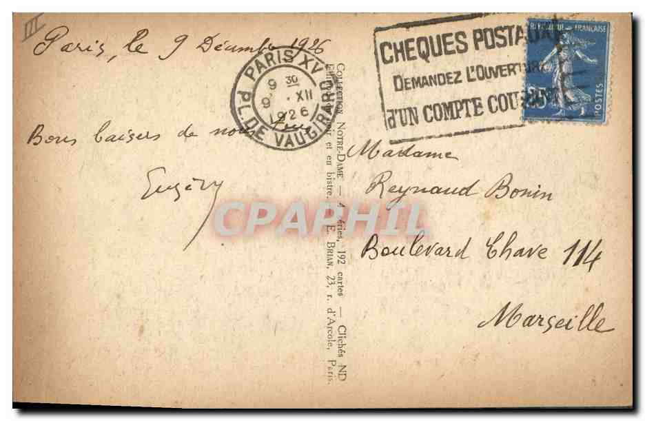 CPA Gargouille Paris Notre Dame Chimere — Verso
