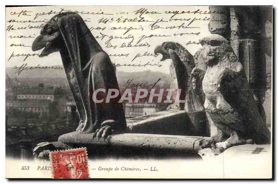 CPA Gargouille Paris Notre Dame Groupe de chimeres
