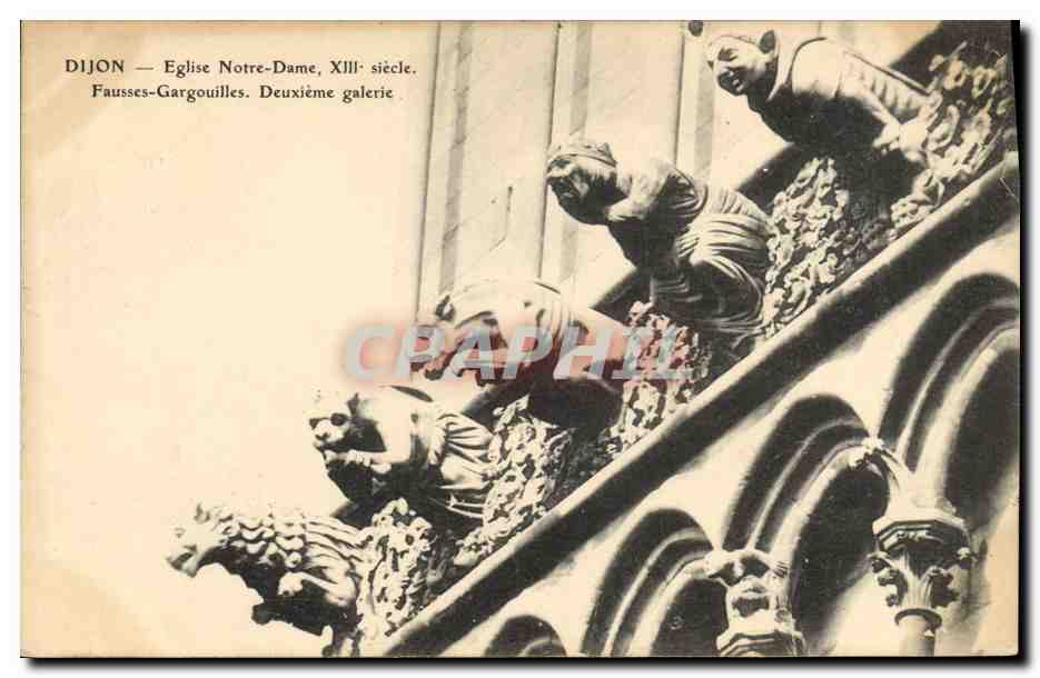 CPA Gargouille Dijon Eglise Notre Dame Fausses gargouiilles Deuxieme galerie