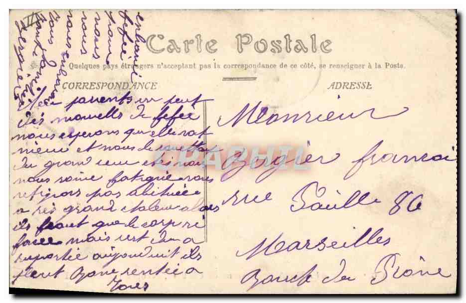 CPA Militaria Avignon Caserne de Chabran occupee par le 58eme d'infanterie  — Rückseite