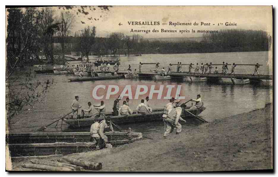Versailles — Repliement du Pont — 1ère Génie — Amarrage des Bateaux après la manœuvre