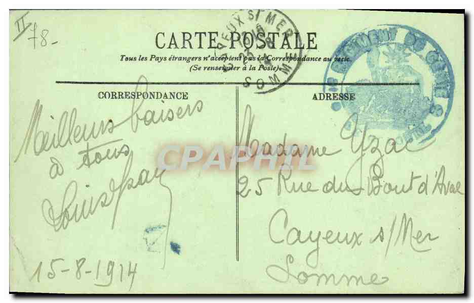 CPA Militaria Versailles La caserne du genie  — Rückseite