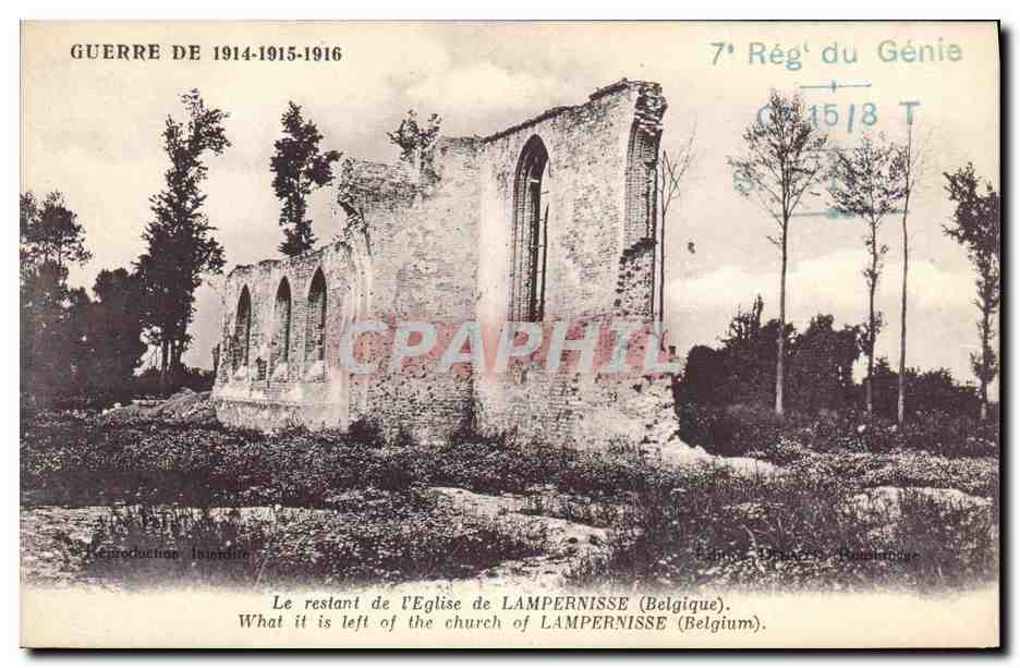 Ruinas de la iglesia de Lampernisse — Bélgica — 7º Regimiento de Ingenieros