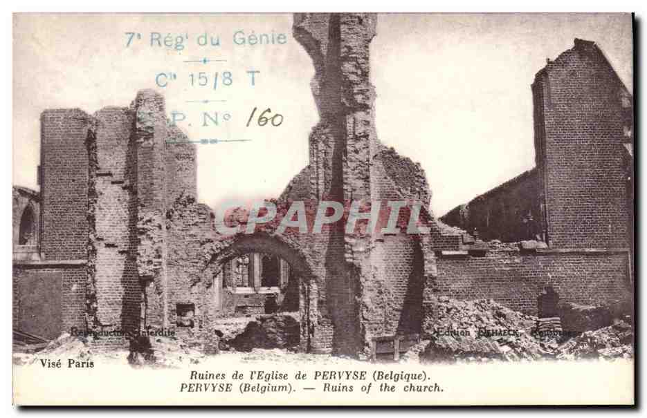 Ruines de l'Église de Pervyse (Belgique) — 7e Régiment du Génie — Édition Elhaecks, Paris