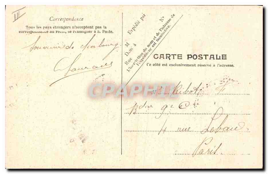 Bateau de guerre français — « Le Hoche » — Édition Mr. Ratti, Norepales, Chênebury — Verso