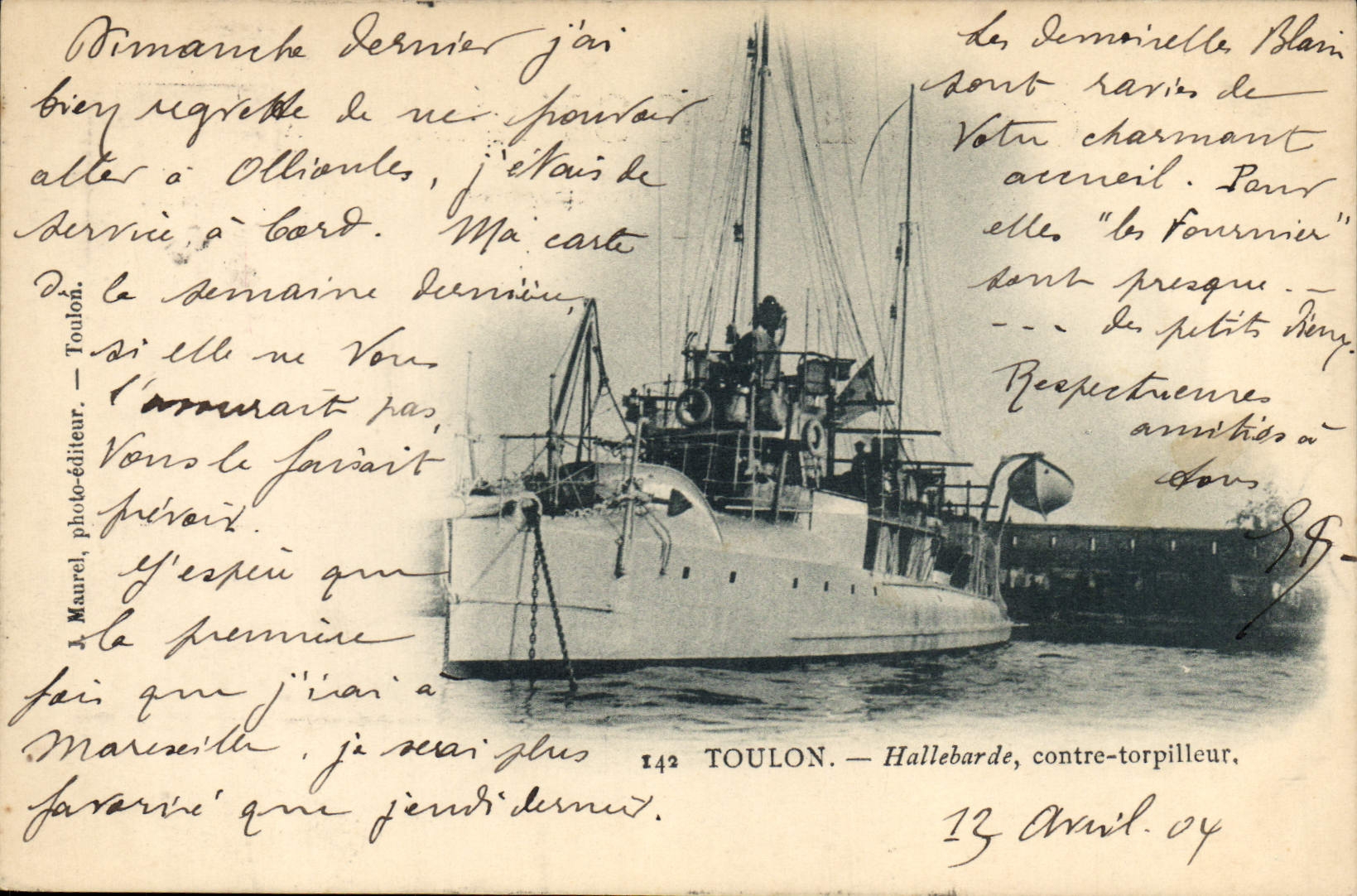 Toulon — Hallebarde, contre-torpilleur — Maurel, photographe-éditeur, n°142