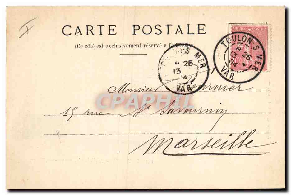 Toulon — Hallebarde, contre-torpilleur — Maurel, photographe-éditeur, n°142 — Verso