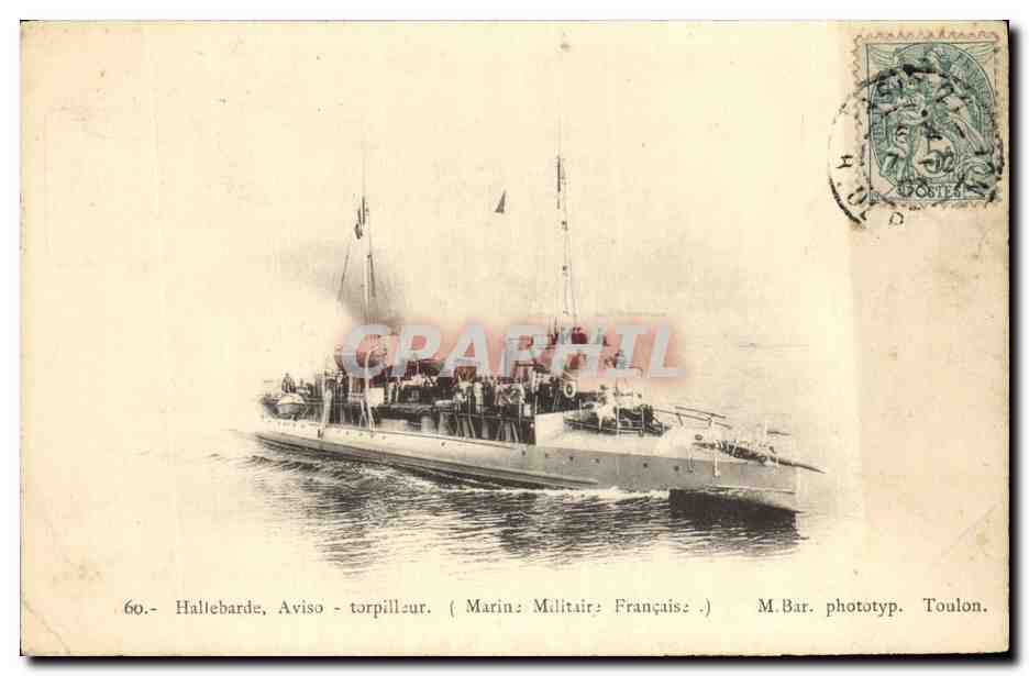 CPA Bateau Hallebarde Aviso Torpilleur 