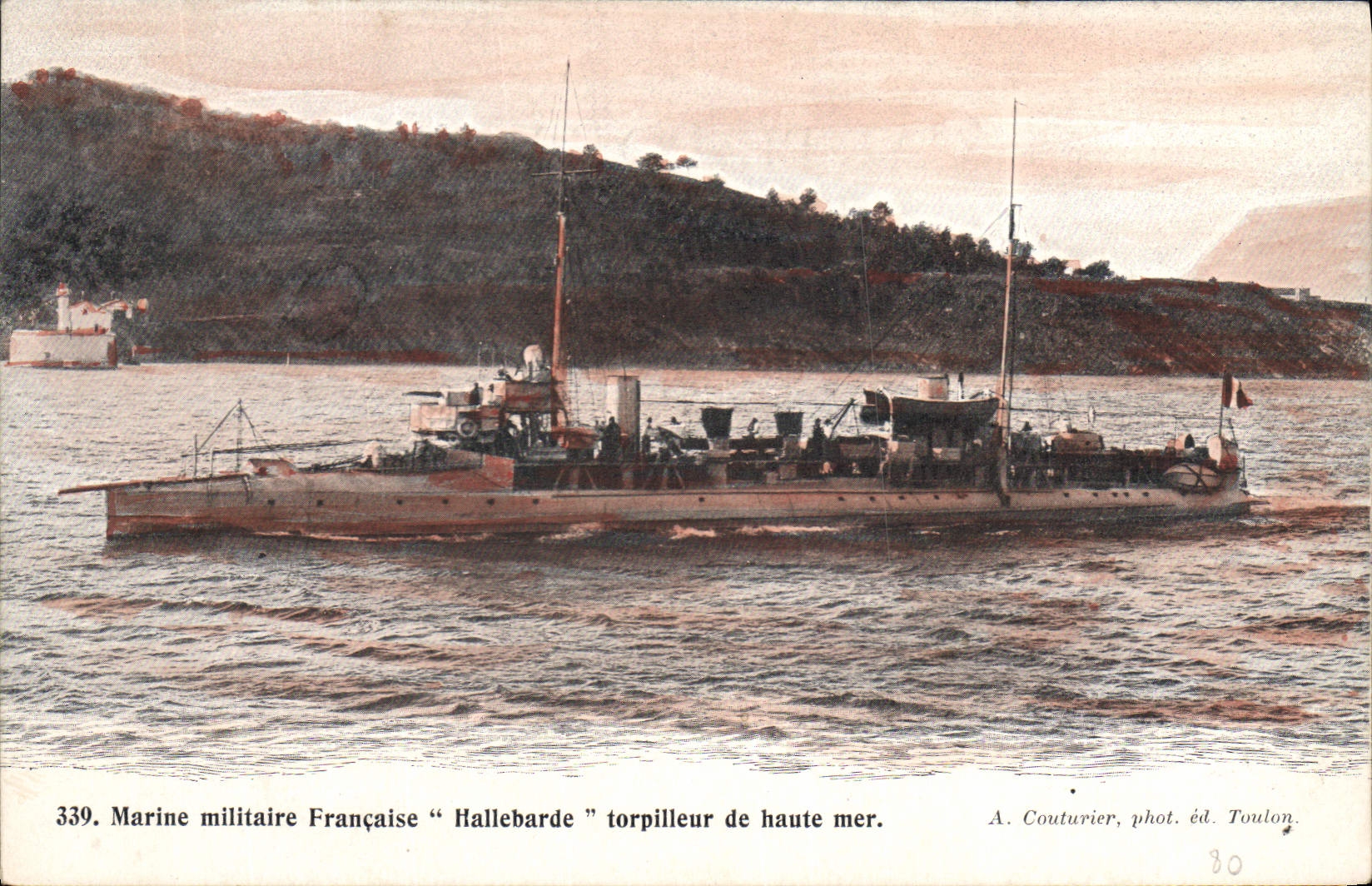 CPA Bateau Hallebarde Torpilleur en haute mer 