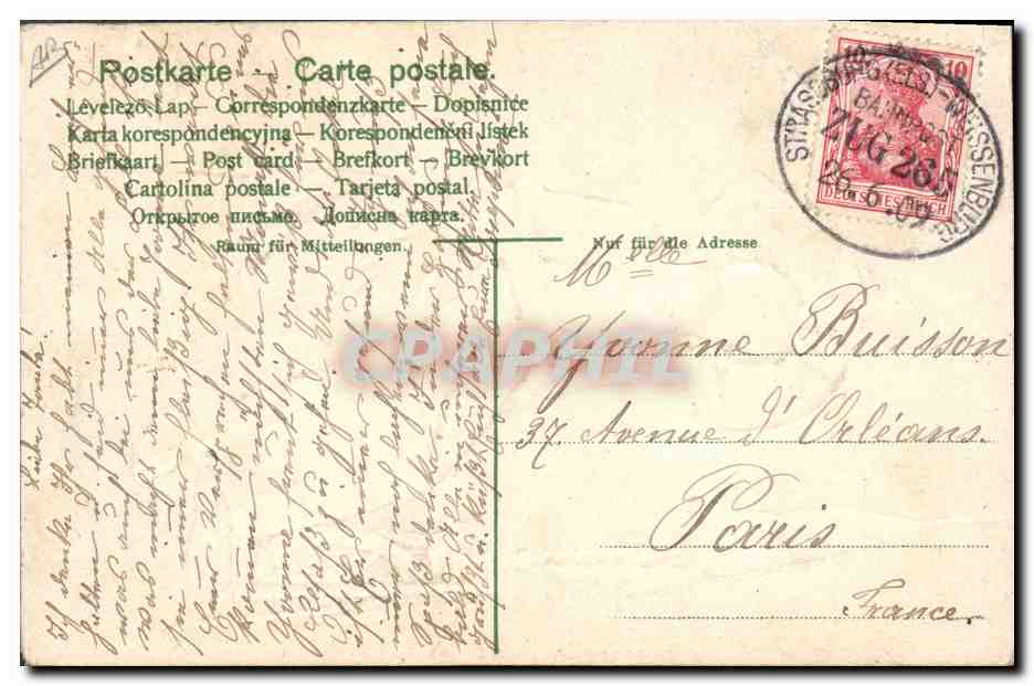 CPA Folklore Alsace Costume Alsacien — Verso