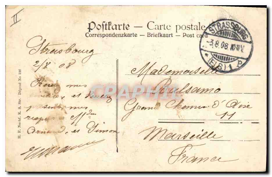 CPA Folklore Alsace Costumes Alsaciens — Verso