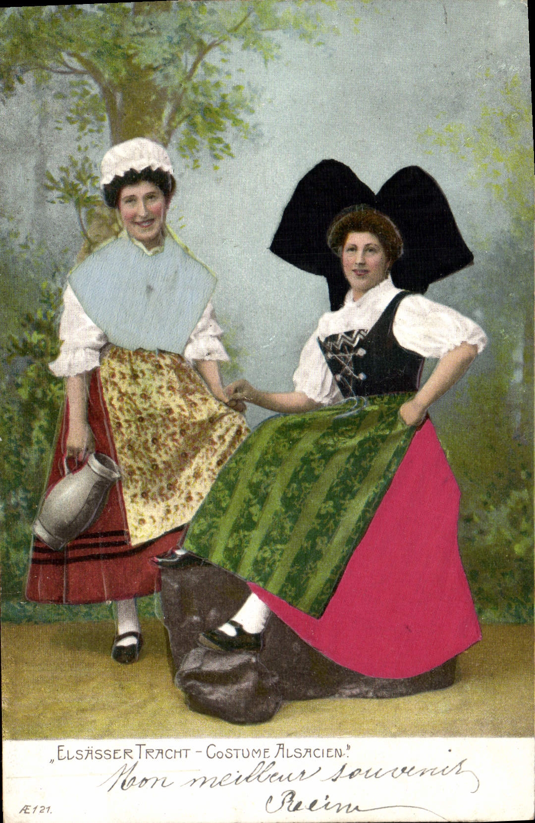 CPA Folklore Alsace Costumes Alsaciens