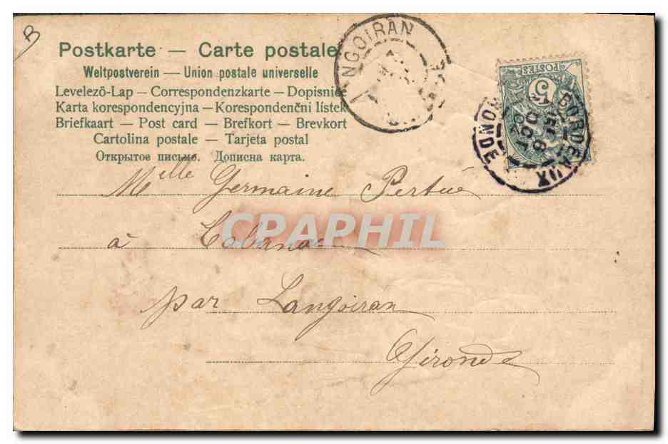 CPA Folklore Alsace Costumes Alsaciens — Verso