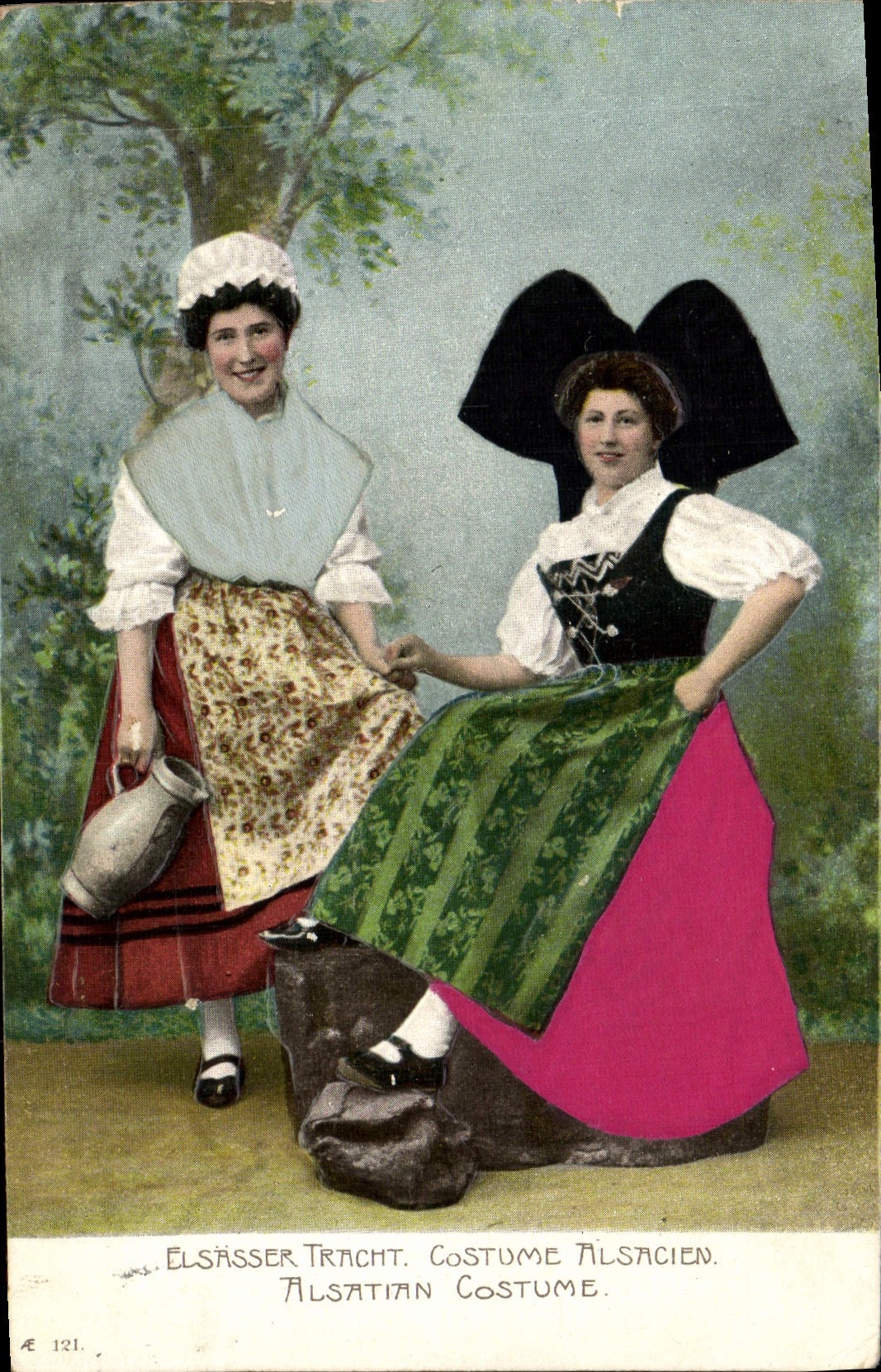 CPA Folklore Alsace Costume Alsacien