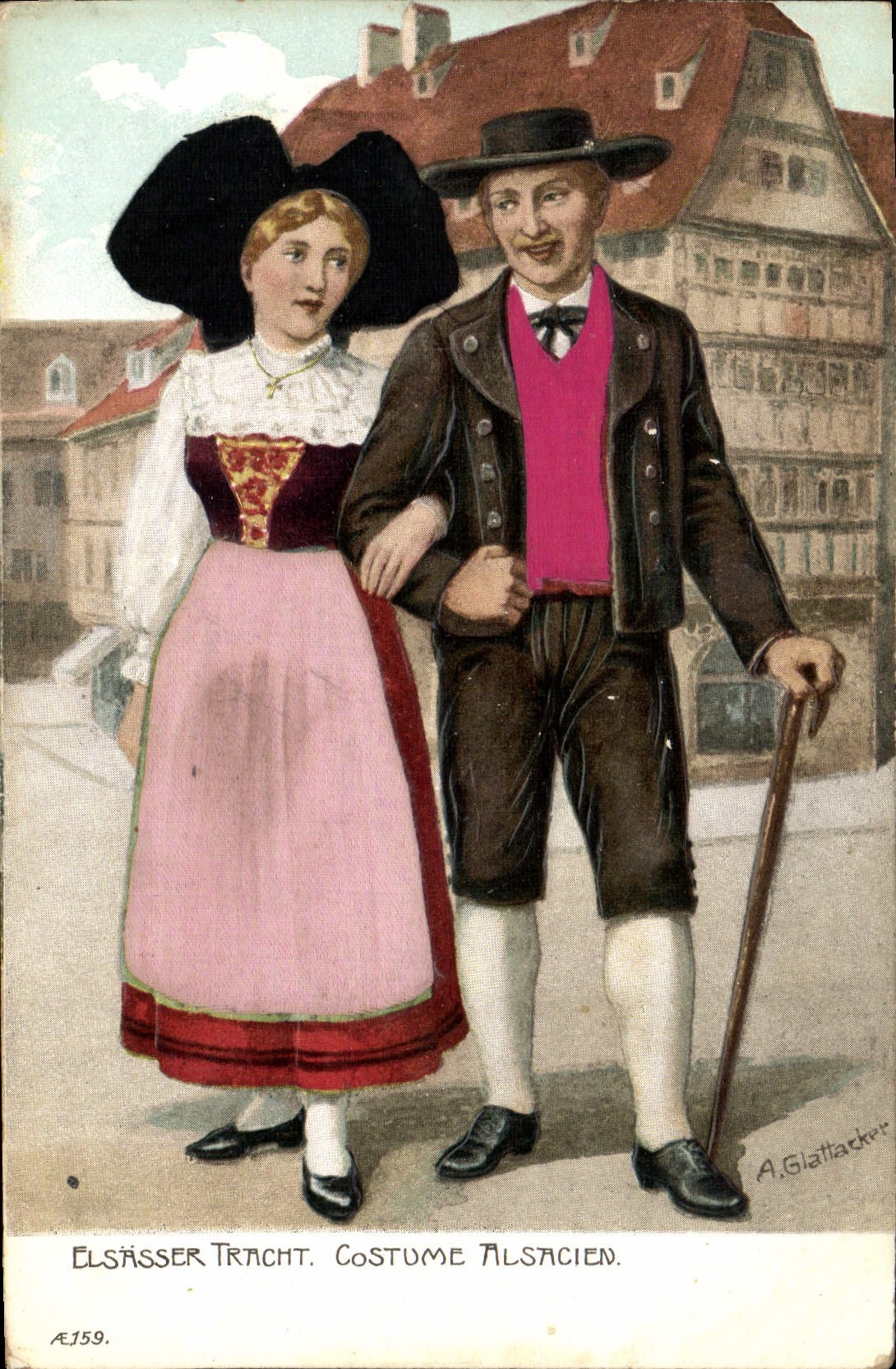 CPA Folklore Alsace Costume Alsacien