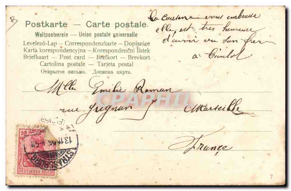 CPA Folklore Alsace Costume Alsacien — Verso