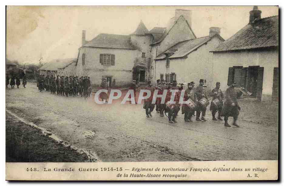 Desfile de soldados territoriales franceses — Alta Alsacia reconquistada — A.R. n°448